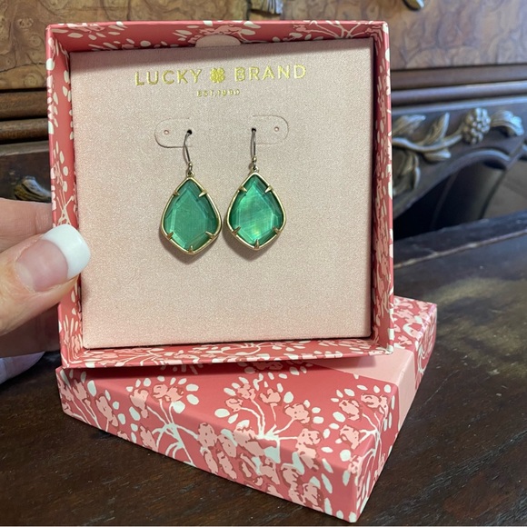 Lucky Brand Jewelry - Lucky Brand green & gold earrings new w/ box